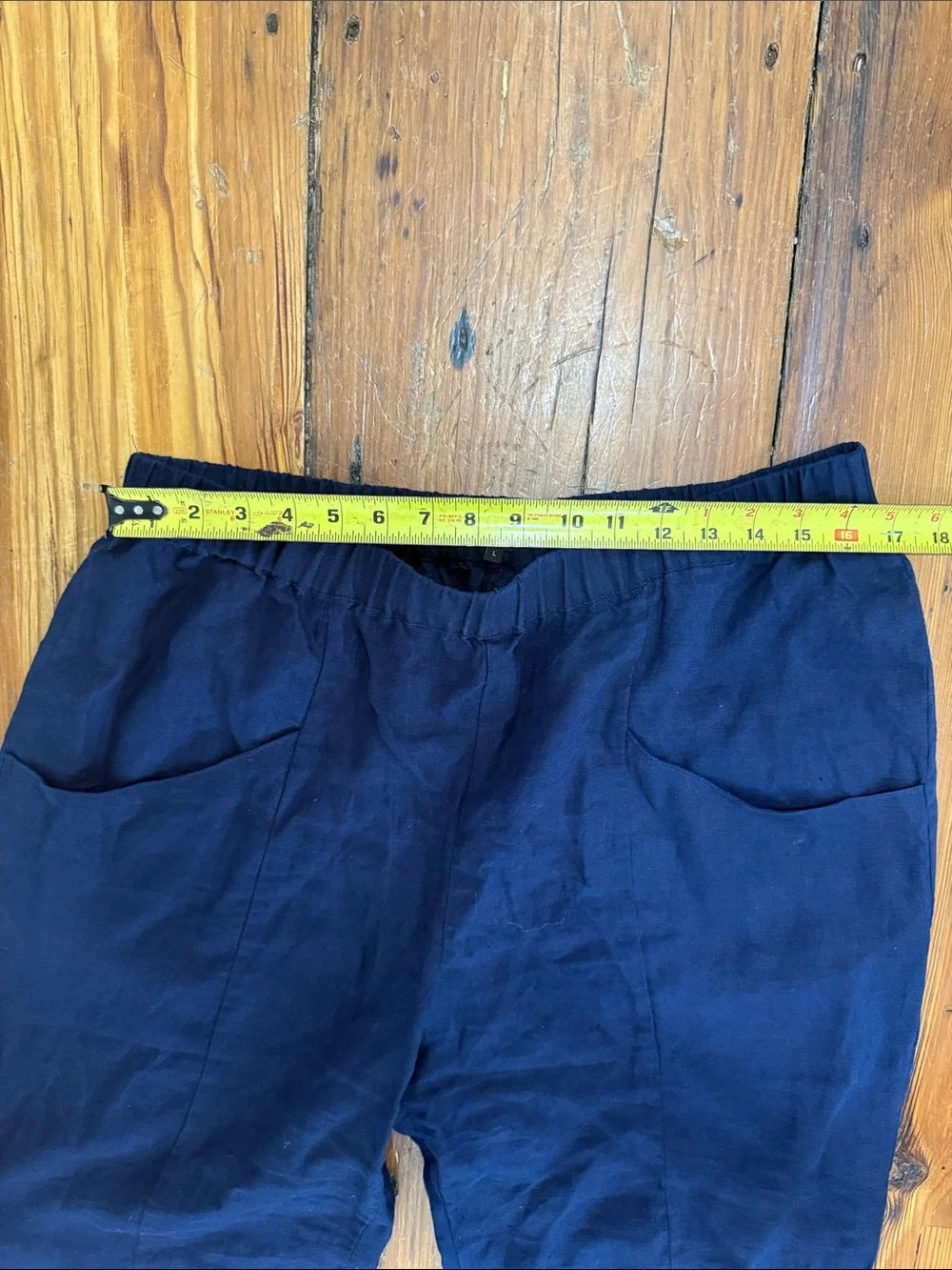 Quince 100% European Linen Tapered Ankle Pant Deep Navy Size Large